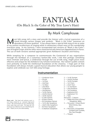 Fantasia (on "Black Is the Color of My True Love's Hair"): Score