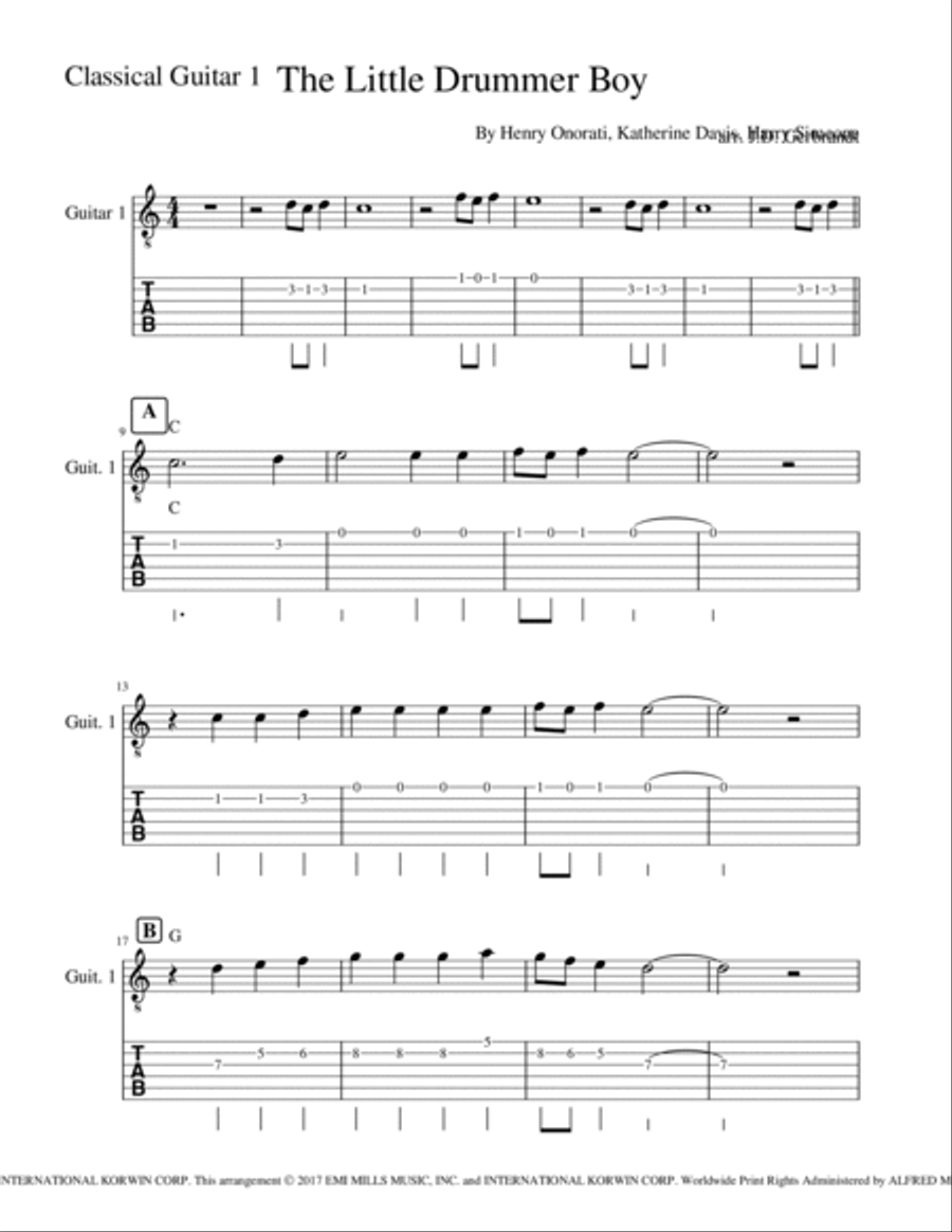 The Little Drummer Boy The Little Drummer Boy Guitar Ensemble scores gallery preview page 4