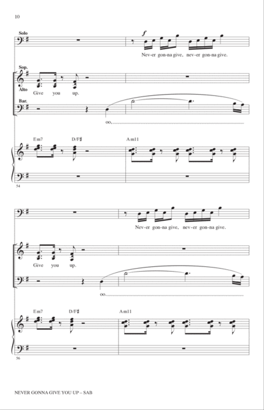 Never Gonna Give You Up (arr. Roger Emerson) 3-Part scores gallery preview page 9