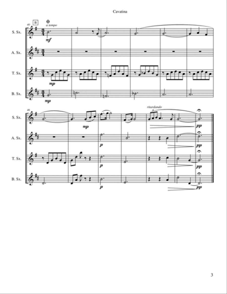 Cavatina Saxophone Quartet scores gallery preview page 3