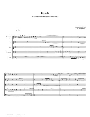Prelude 11 from Well-Tempered Clavier, Book 2 (Brass Quintet)