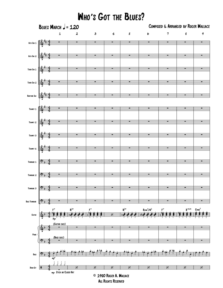 Who’s Got the Blues? (Blues March) Jazz Ensemble scores gallery preview page 1