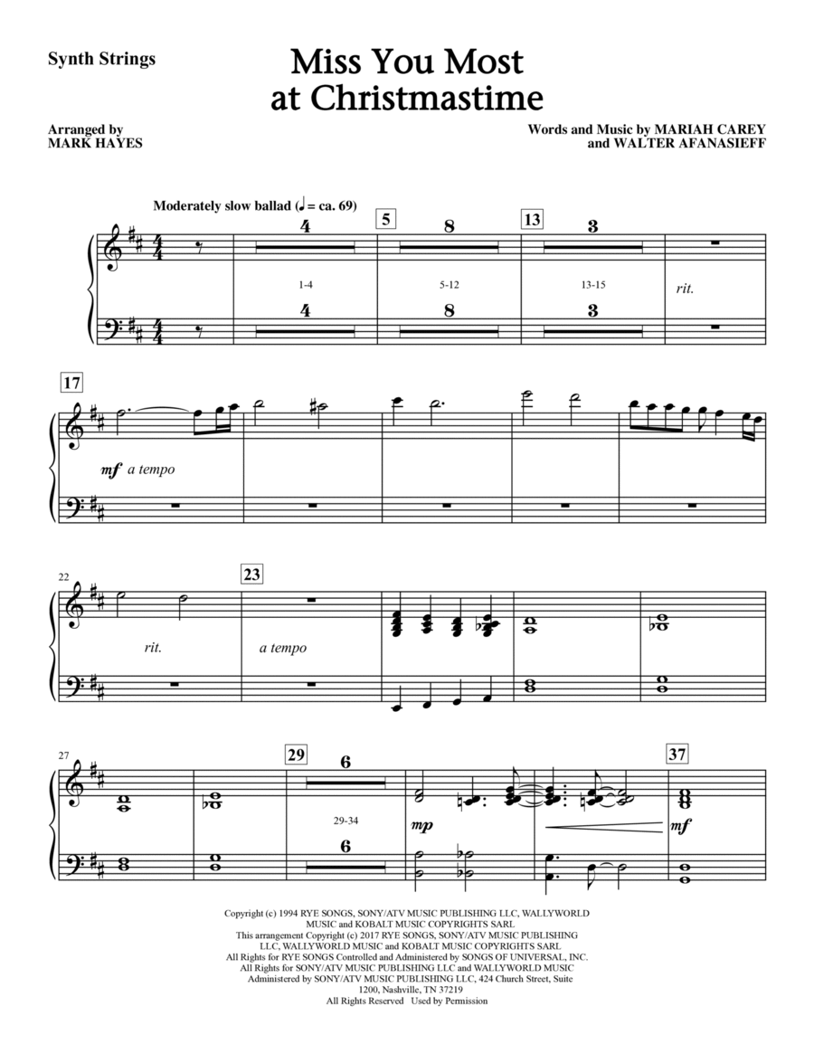 Miss You Most At Christmas Time - Synthesized Strings Choir scores gallery preview page 1