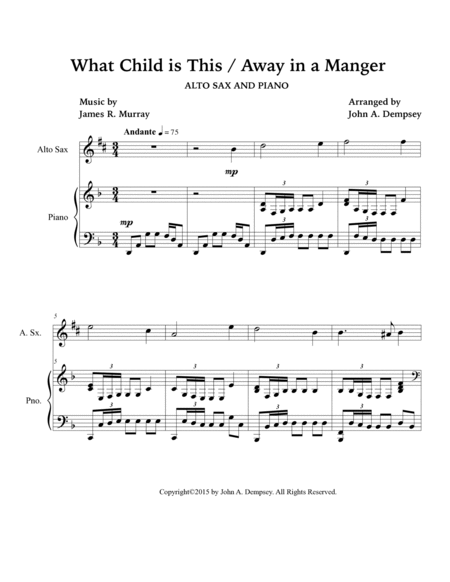 Christmas Medley (What Child is This / Away in a Manger): Alto Sax and Piano image number null