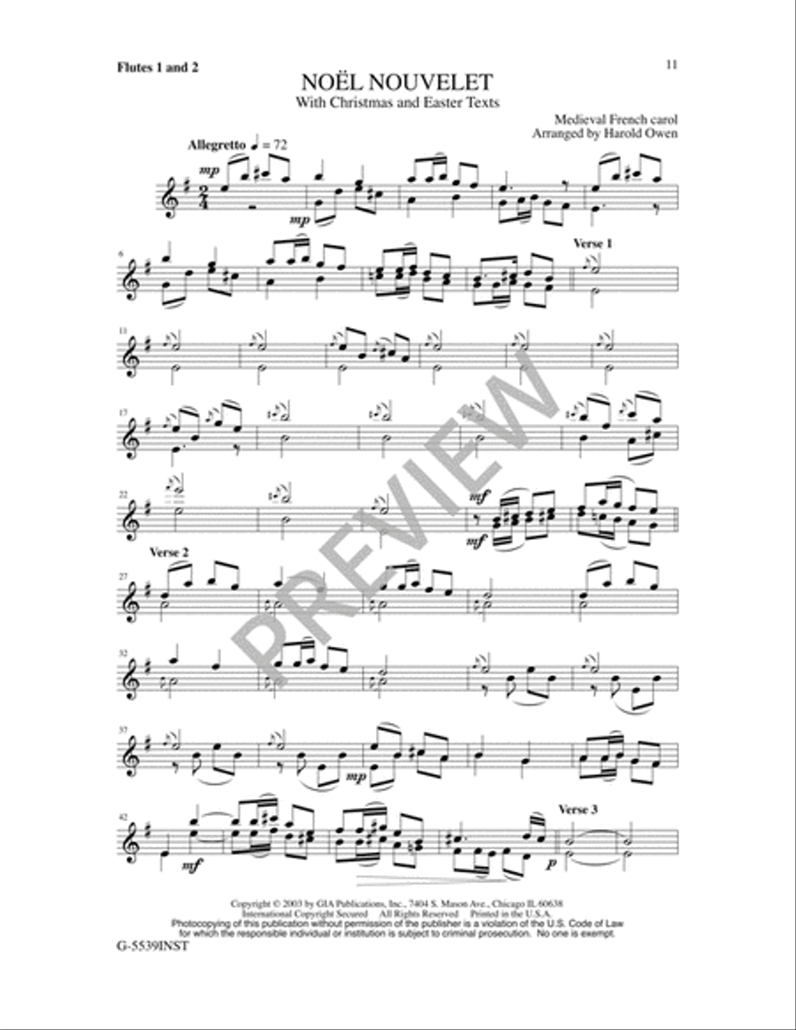 Noel Nouvelet / Now the Green Blade Rises 3-Part scores gallery preview page 11