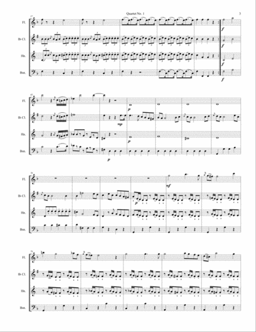 Cambini Quartet No. 1 for wind quartet Small Ensemble scores gallery preview page 3