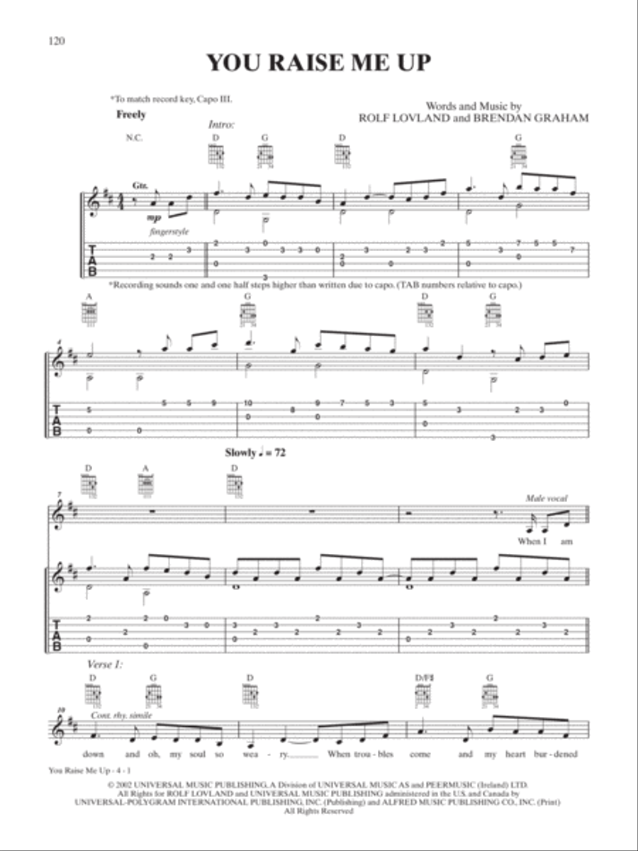 You Raise Me Up Guitar Solo scores gallery preview page 1