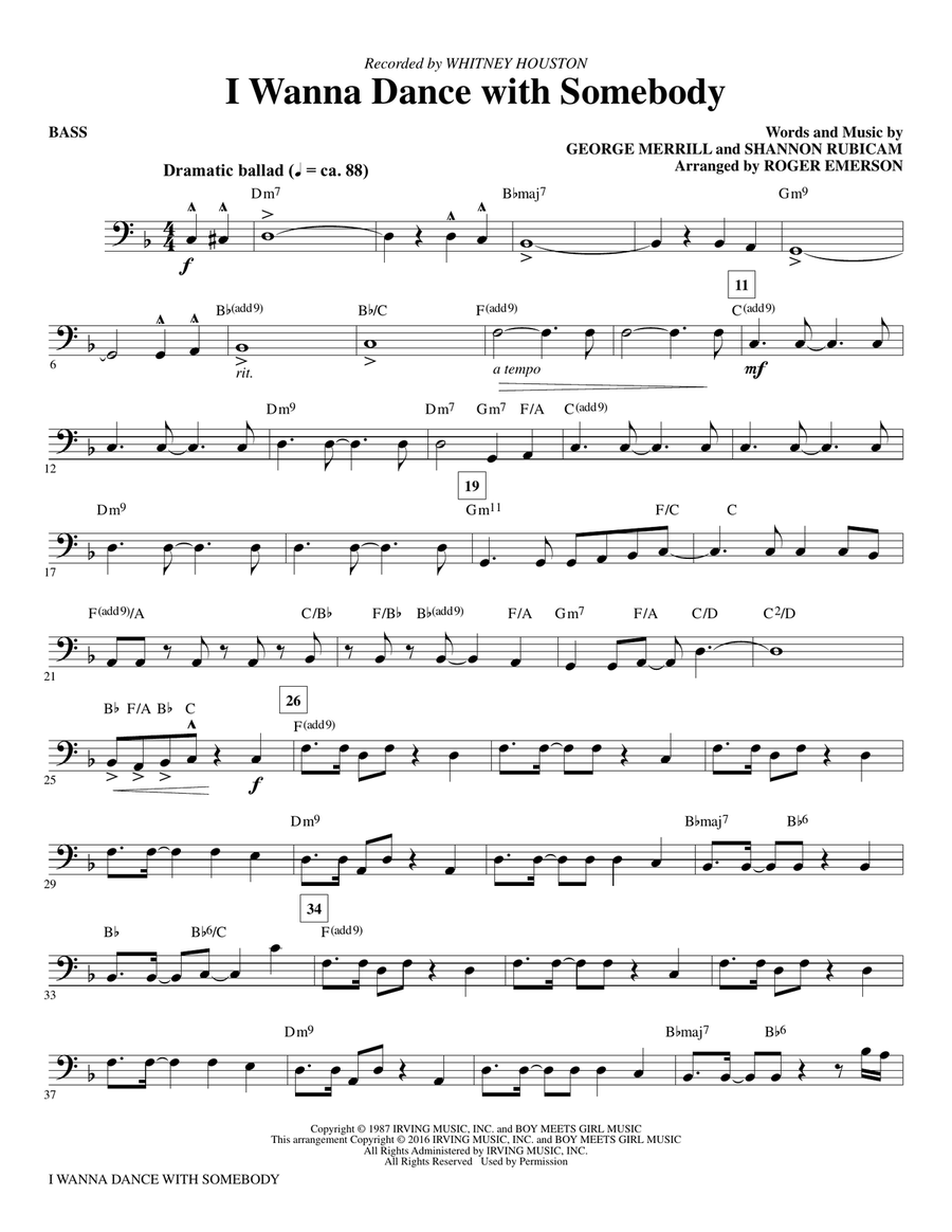 I Wanna Dance With Somebody - Bass