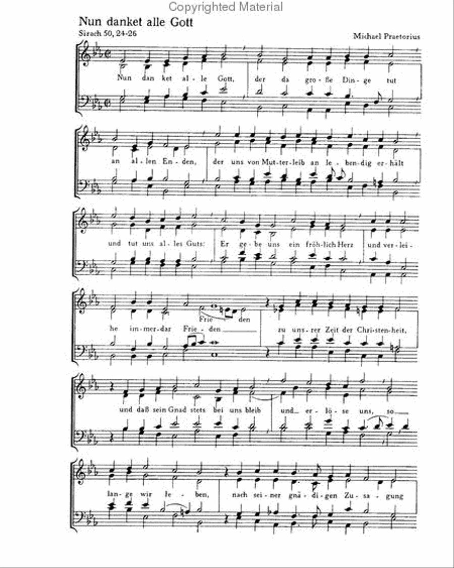 Praetorius: Nun danket alle Gott; Schutz: Danket dem Herrn Score scores gallery preview page 2