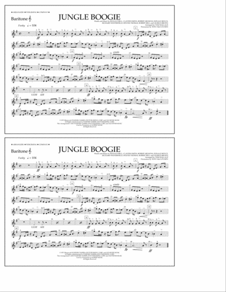 Jungle Boogie - Baritone T.C. Marching Band scores gallery preview page 1