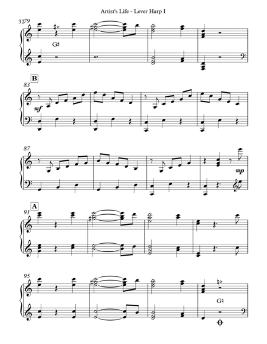 Artist’s Life, Op. 316 - Pedal Harp I Pedal Harp scores gallery preview page 6