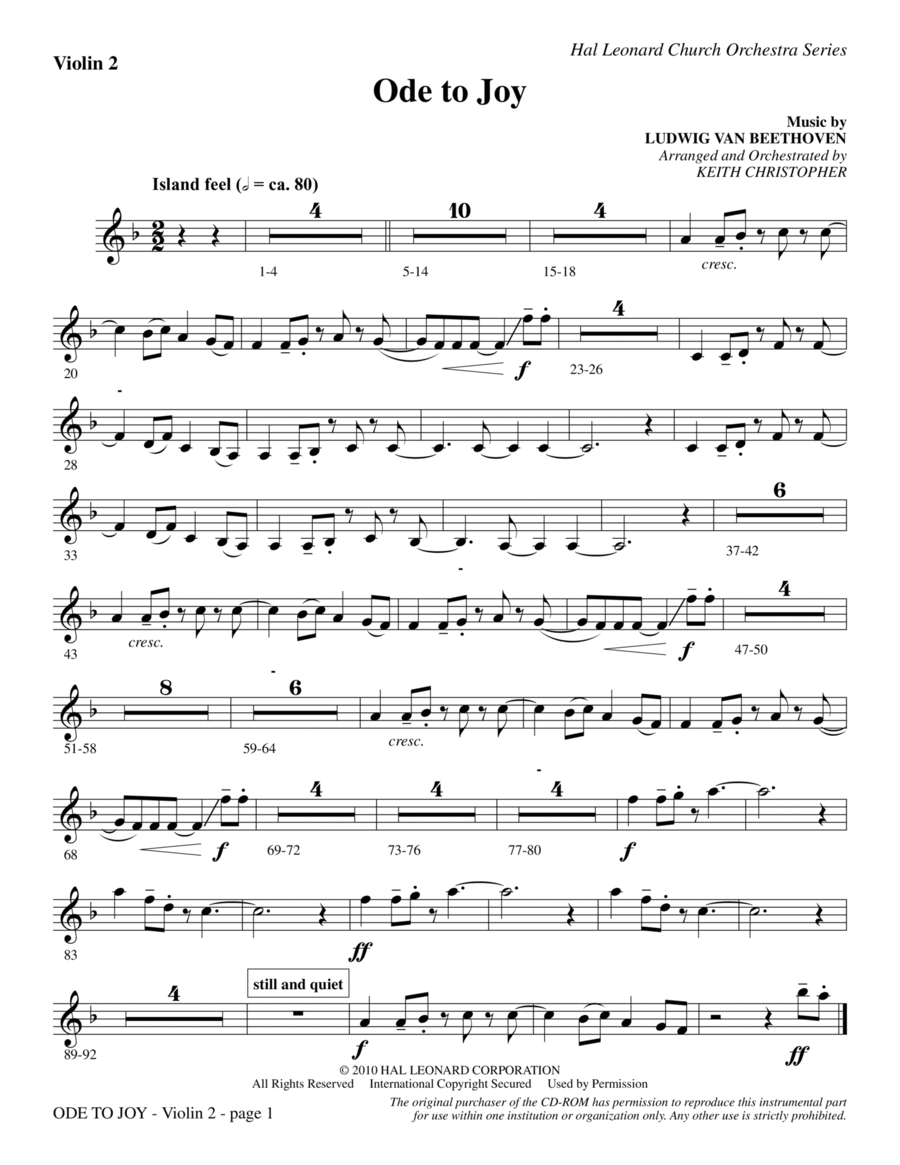 Ode To Joy (Does Not Match SATB 08752035) - Violin 2