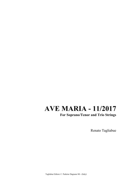 AVE MARIA - Tagliabue - 11-2017 - For Soprano/Tenor and String Trio image number null