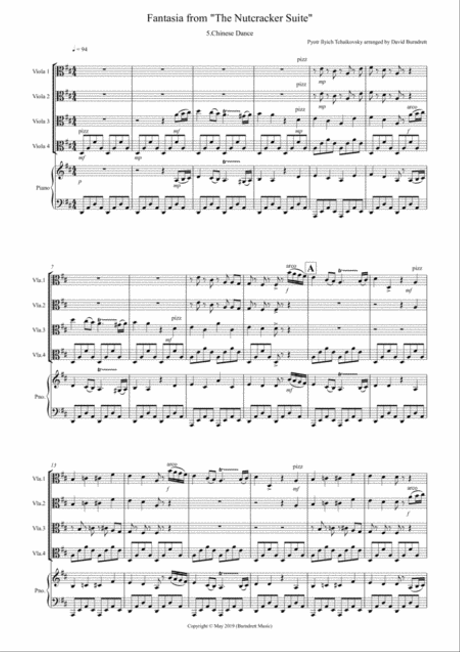 Chinese Dance (Fantasia from Nutcracker) for Viola Quartet Viola Solo scores gallery preview page 1