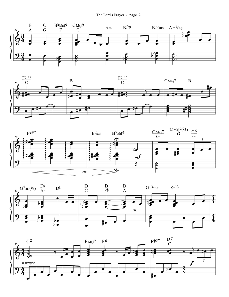The Lord's Prayer The Lord's Prayer Piano Solo scores gallery preview page 2