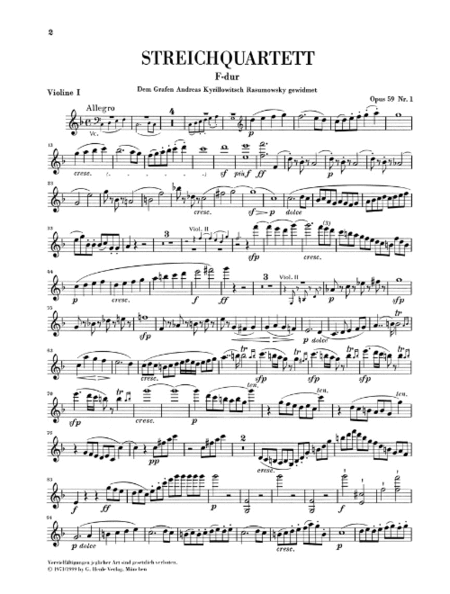 String Quartets Op. 59, 74, 95 by Ludwig van Beethoven String Quartet - Sheet Music
