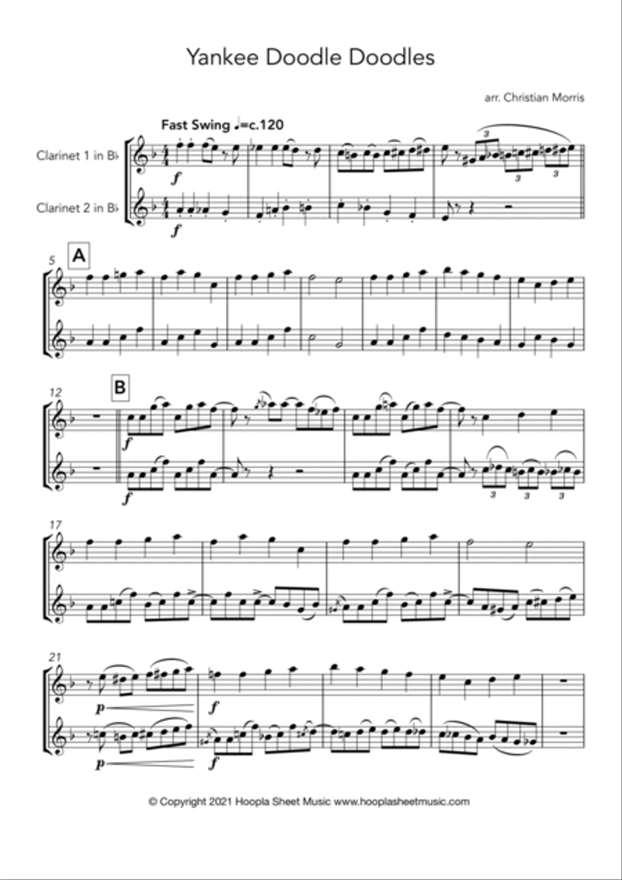 Yankee Doodle Doodles Clarinet Duet scores gallery preview page 1