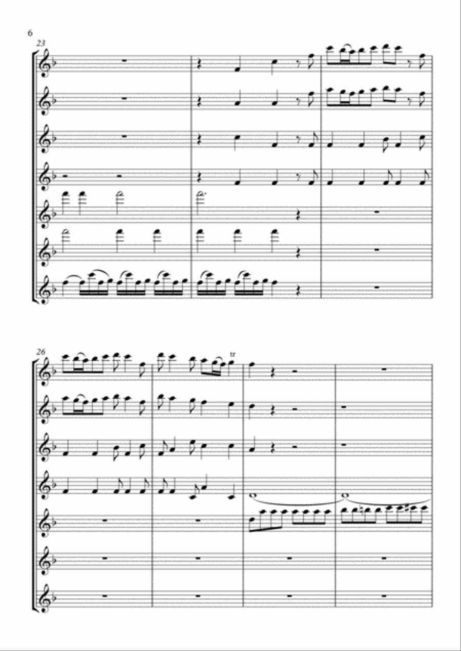 SPRING from THE SEASONS for 7 flutes - VIVALDI Woodwind Ensemble scores gallery preview page 6
