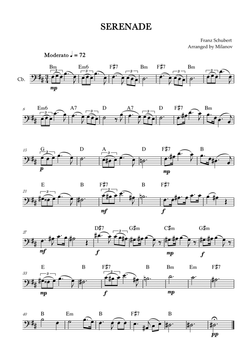 Serenade | Schubert | String Bass | Chords image number null