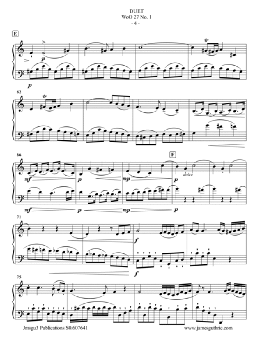 Beethoven: Duet WoO 27 No. 1 for Trumpet & Bass Trombone Brass Duet scores gallery preview page 4
