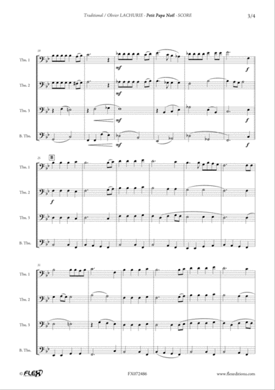 Petit Papa Noel Trombone Quartet scores gallery preview page 3