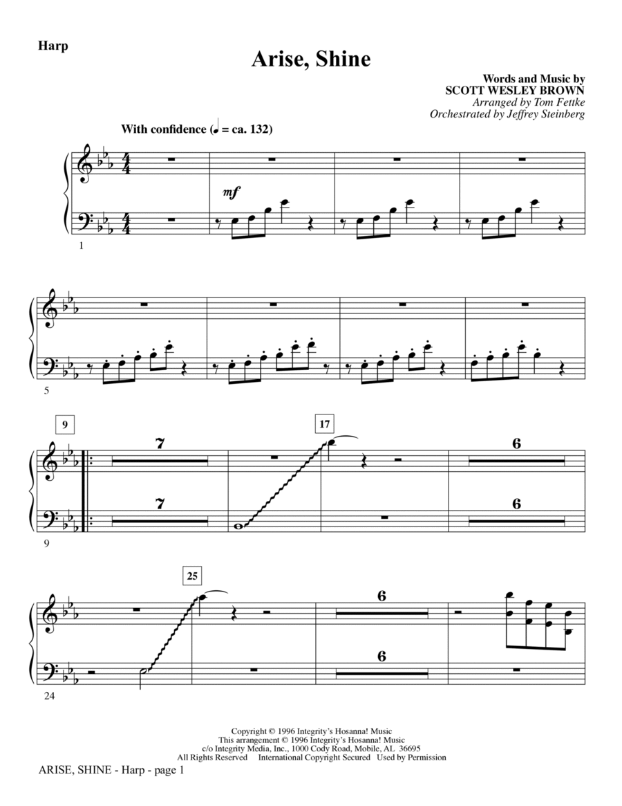 Arise, Shine (arr. Tom Fettke) - Harp Choir scores gallery preview page 1