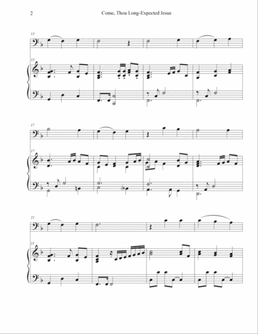 Come, Thou Long-Expected Jesus (Cello-Piano) Piano scores gallery preview page 2