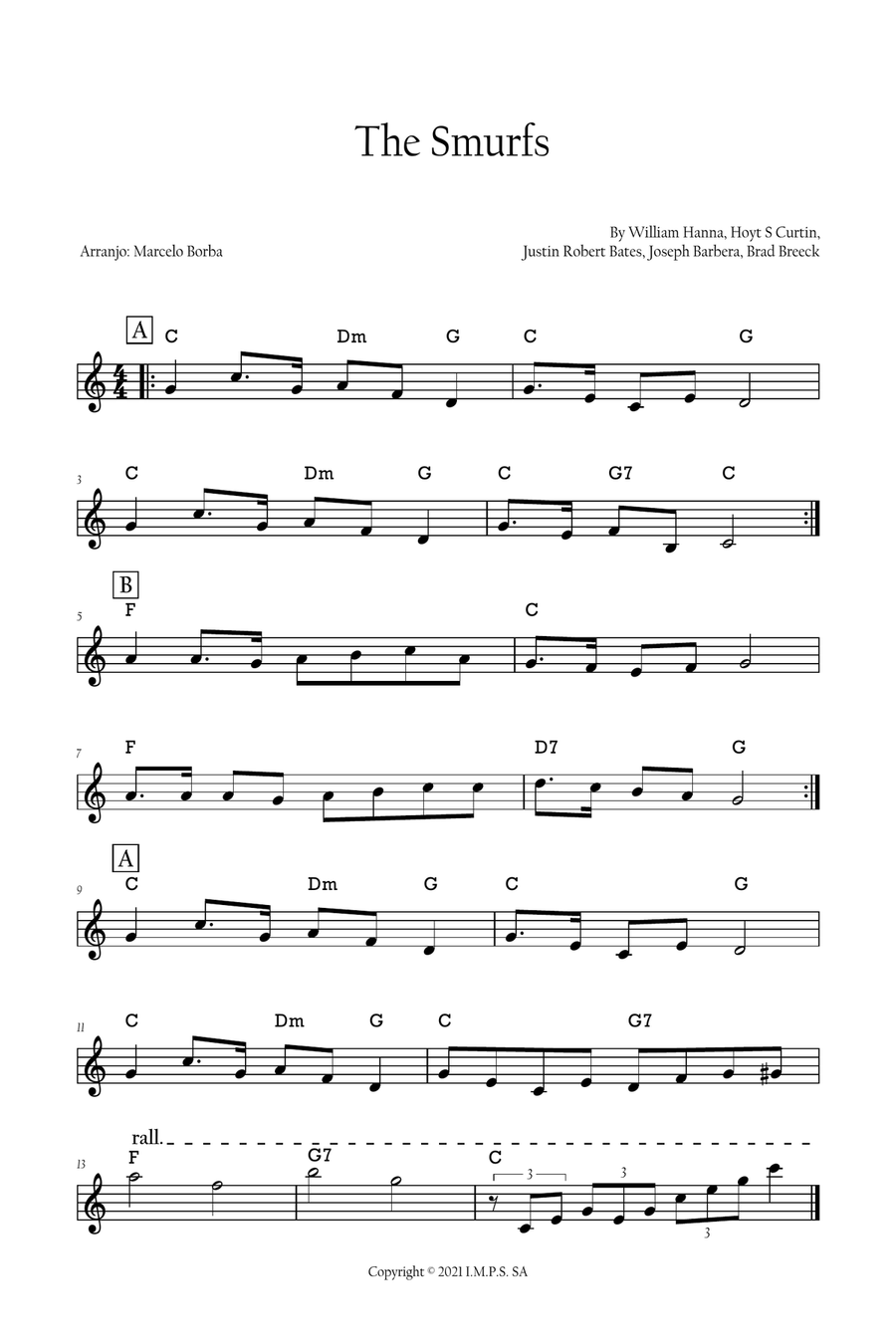 Smurfs Theme Song 21 Piano scores gallery preview page 1