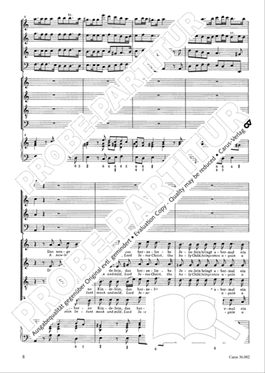 The newly born child (Das neugeborne Kindelein) 4-Part scores gallery preview page 9