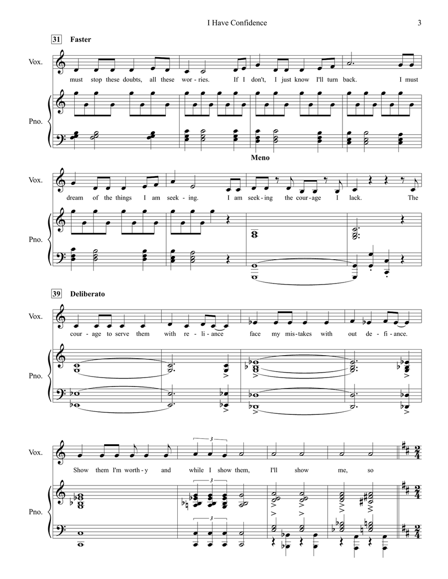 I Have Confidence Piano, Vocal scores gallery preview page 3