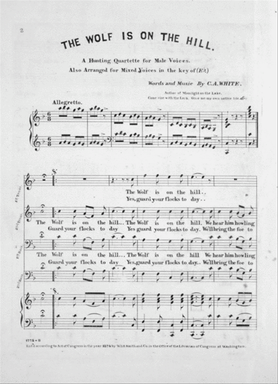 The Wolf is on the Hill. A Hunting Quartette for Male Voices Voice scores gallery preview page 2