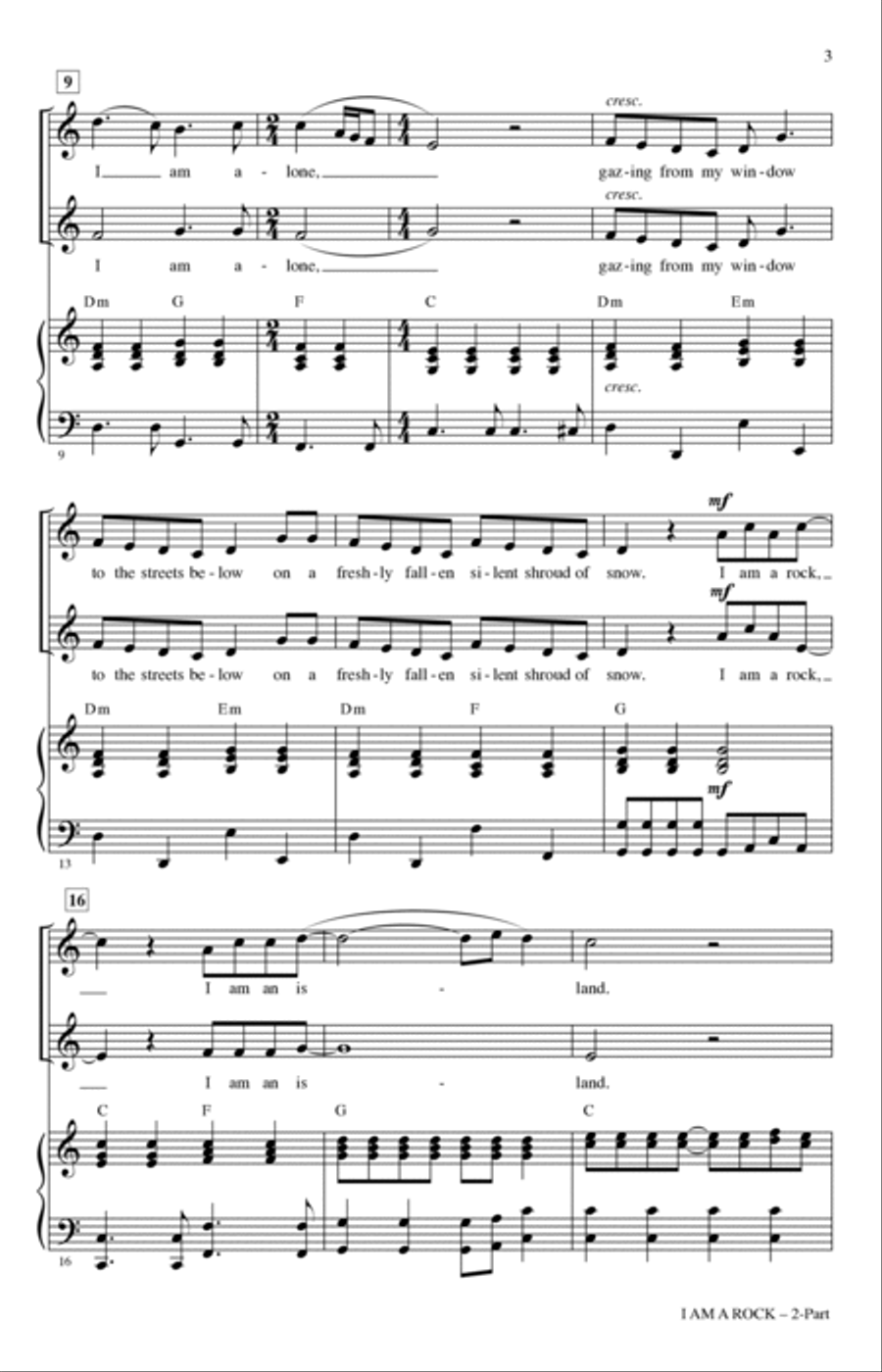 I Am A Rock (arr. Roger Emerson) 2-Part scores gallery preview page 2