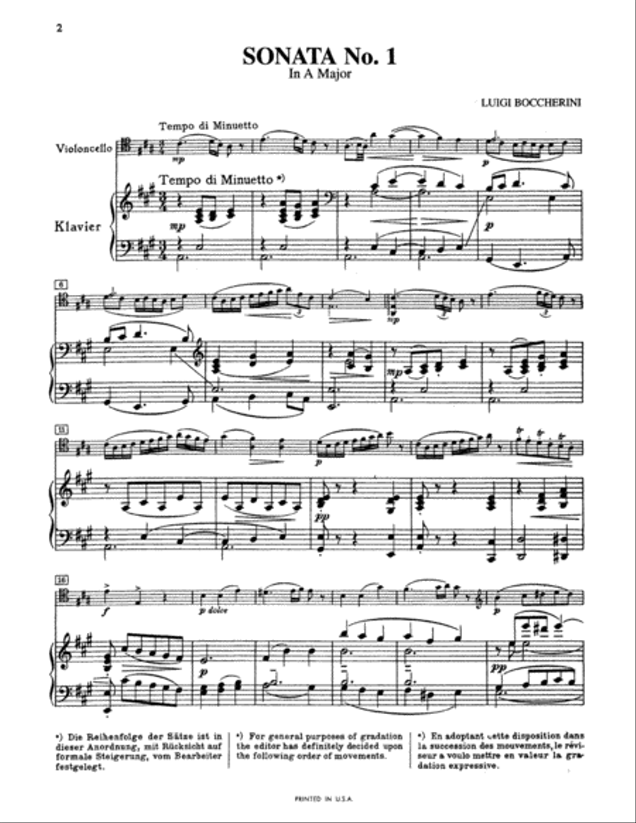 Three Sonatas for Cello and Piano