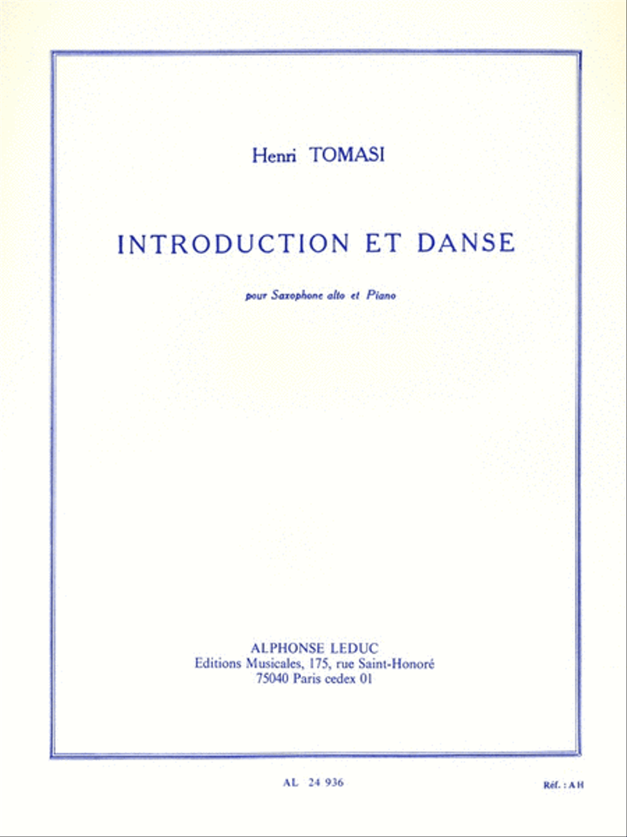 Introduction Et Danse For Alto Saxophone And Piano Alto Saxophone scores gallery preview page 1