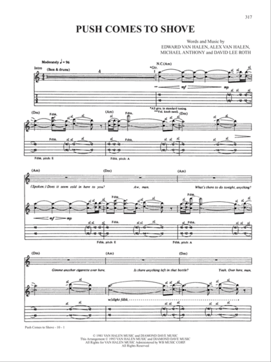 Push Comes To Shove Guitar Tablature scores gallery preview page 1