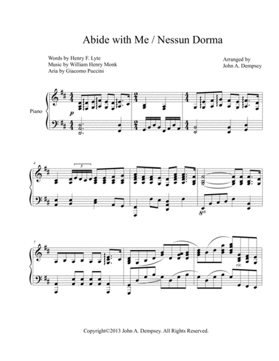 Abide with Me / Nessun Dorma (Piano Solo) image number null