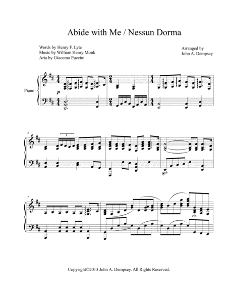 Abide with Me / Nessun Dorma (Piano Solo) image number null