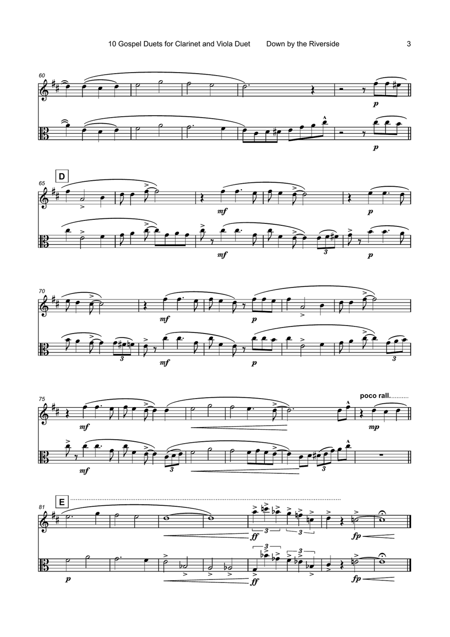 10 Gospel Duets for Clarinet and Viola Clarinet scores gallery preview page 5