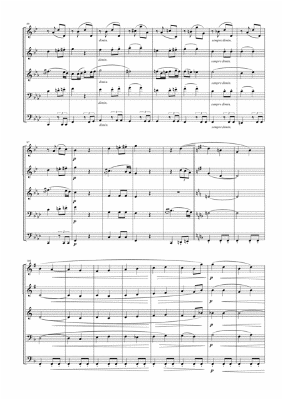 Allegretto from Symphony No. 7 for Brass Quintet Brass Quintet scores gallery preview page 5