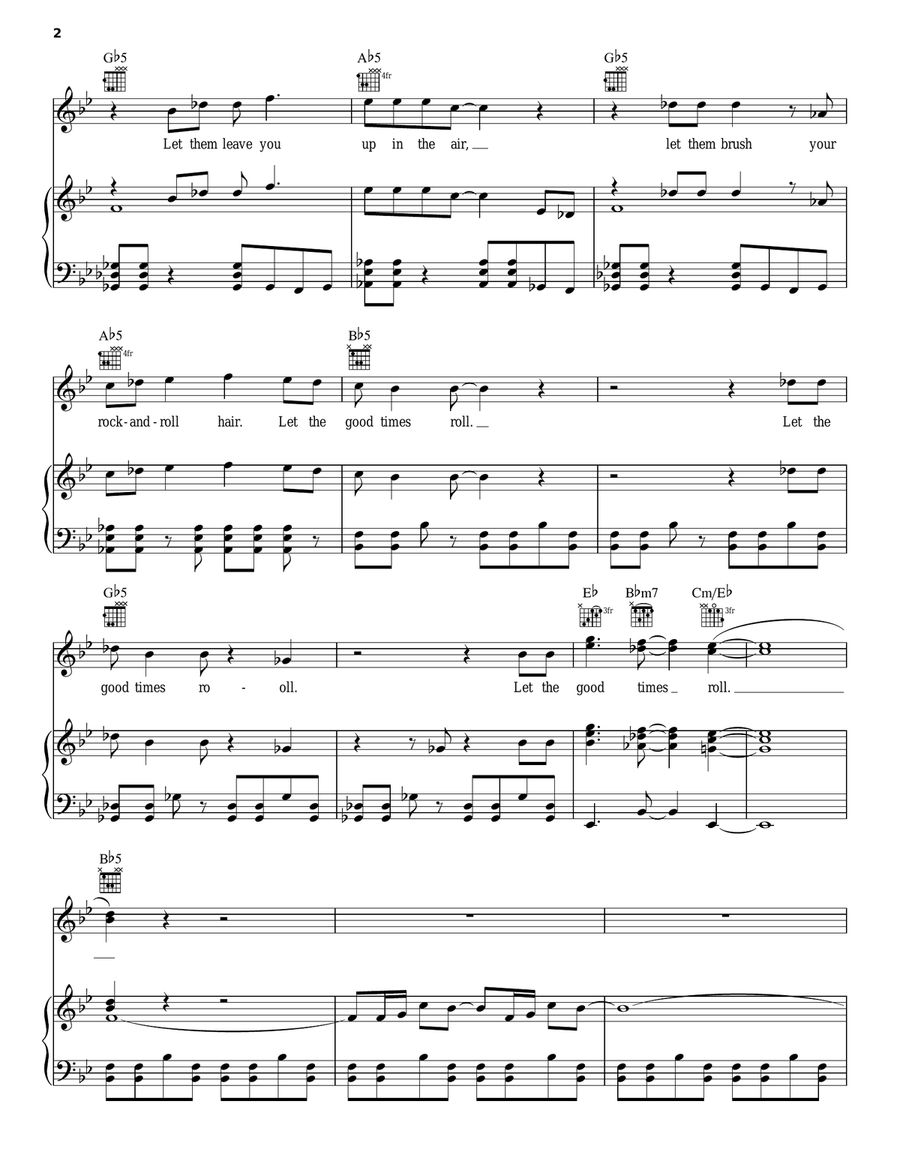 Good Times Roll Piano, Vocal, Guitar scores gallery preview page 2