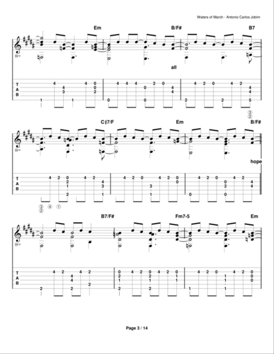 Águas De Março (waters Of March) Electric Guitar scores gallery preview page 3