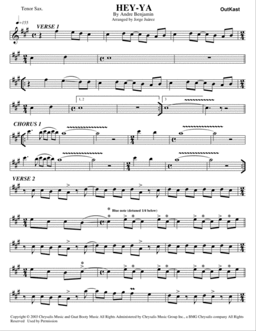 Hey Ya! Tenor Saxophone scores gallery preview page 1