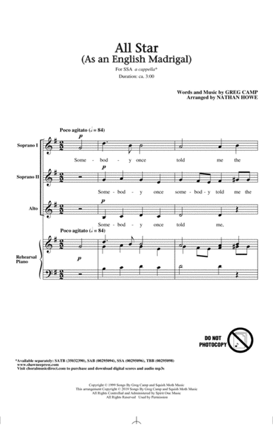 All Star (As an English Madrigal) (arr. Nathan Howe)