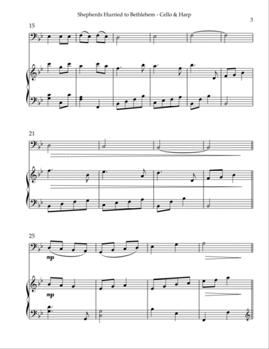 Shepherds Hurried to Bethlehem, Duet for Cello & Harp