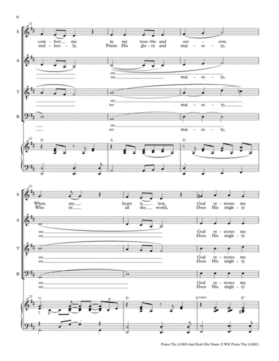 Praise the LORD And Exalt His Name (I Will Praise The LORD) – SATB/TTBB and Piano image number null