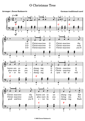 O Christmas tree - for accordion beginner + english lyrics