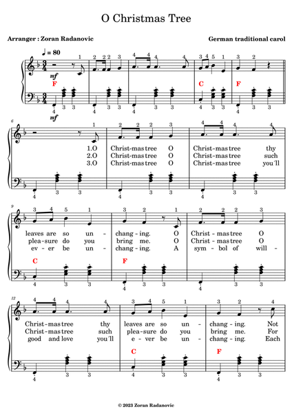 O Christmas tree - for accordion beginner + english lyrics image number null