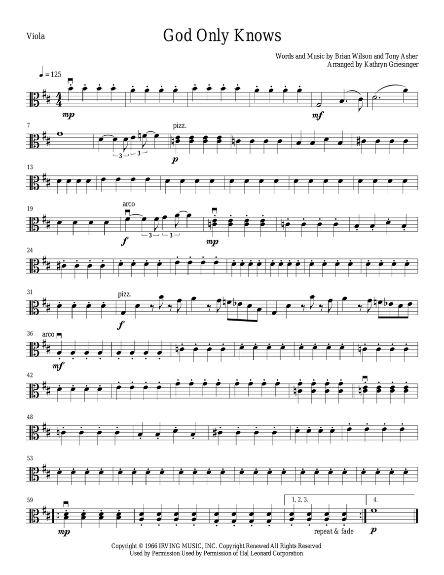 God Only Knows String Quartet scores gallery preview page 4