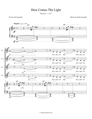 Here Comes The Light (SSAA with piano) - original choral piece by Sarah Jaysmith, text by Gil Jaysmi