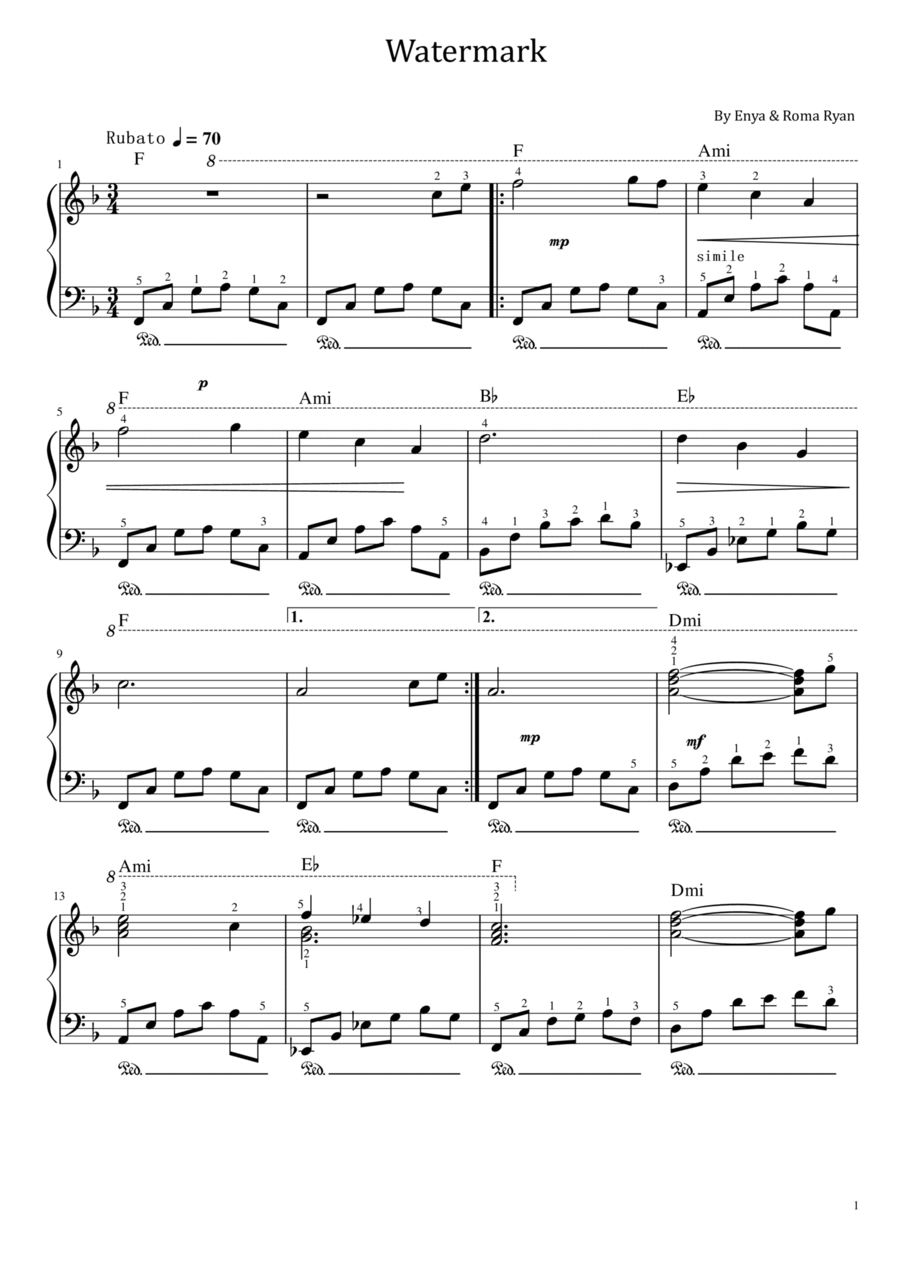 Watermark Easy Piano scores gallery preview page 1